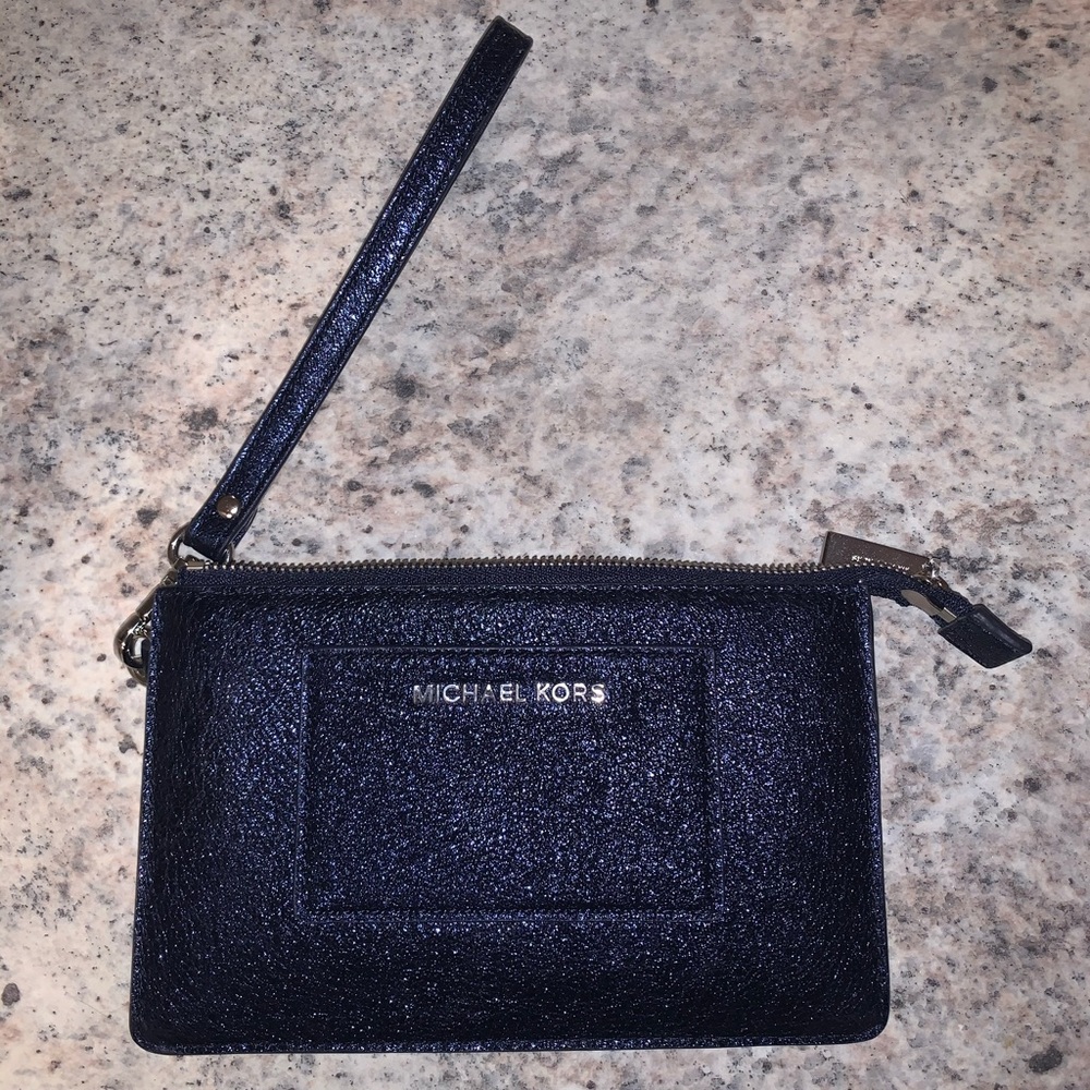 Blue Metallic Michael Kors Wristlet